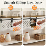 RoyalCraft Farmhouse Entryway Table with Storage, 46" Console Table with Sliding Barn Door, Wood Rustic Sofa Table with Adjustable Shelf for Hallway, RoyalCraft