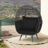 Giantex Oversized Wicker Egg Chair, Outdoor & Indoor Hammock Chair with Thick Cushions, 2-Person PE Rattan Lounge Chair Swing Chair for Patio, Backyard,Porch, 450 LBS Weight Capacity (Black) Giantex