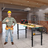 OLBRUS 60" Heavy-Duty Adjustable Workbench for Workshop Office Garage Home, Hardwood Workstation, Heavy Duty 2000 LBS Load for Adjustable Foot Pads OLBRUS