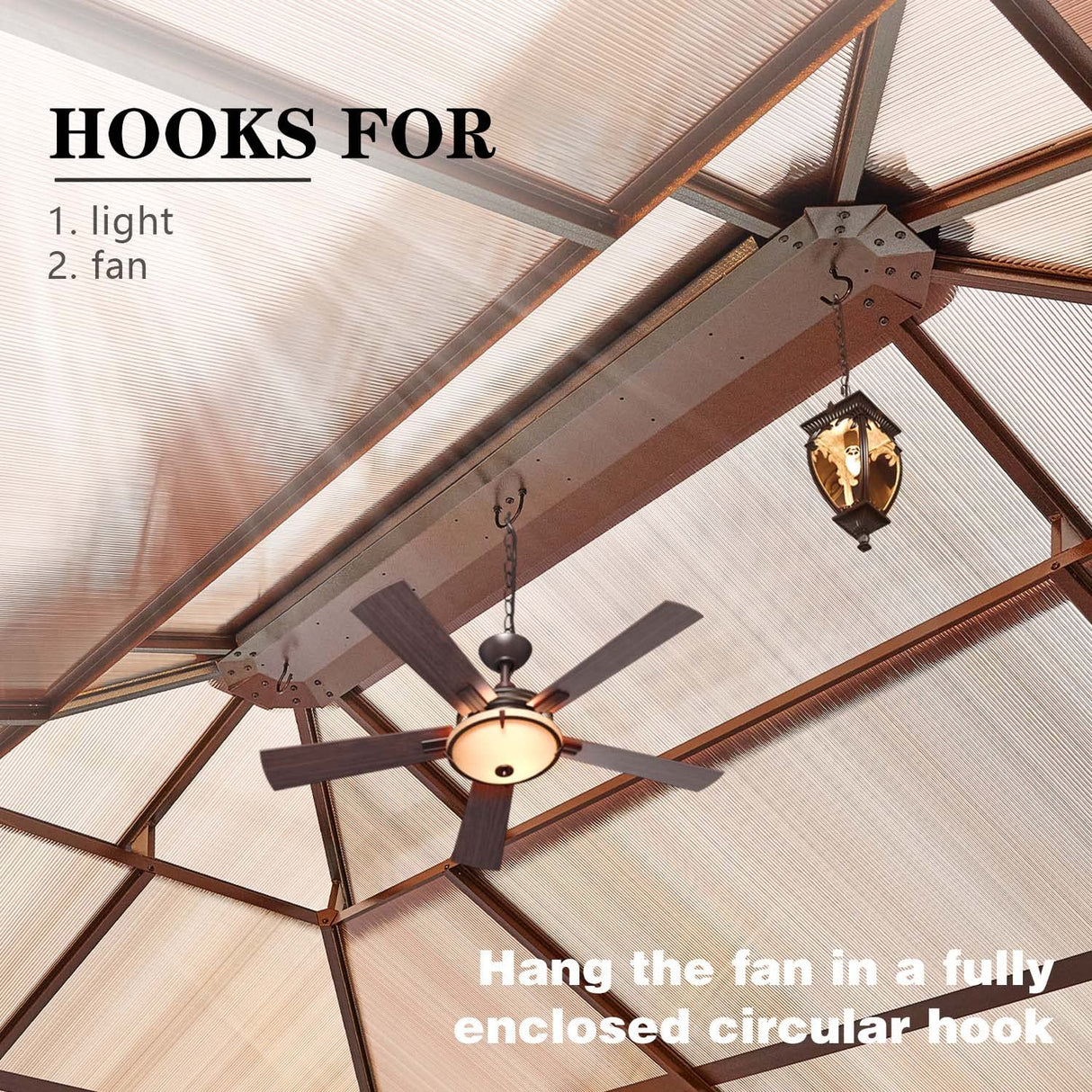 YOLENY 10'x13' Hardtop Gazebo, Outdoor Polycarbonate Double Roof Canopy, Aluminum Frame Permanent Pavilion with Curtains and Netting, Sunshade for Garden, Patio, Lawns YOLENY