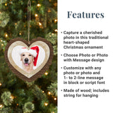 Let's Make Memories Personalized Christmas Ornament - Photo + Message - Heart-Shaped - Rustic Wood Let's Make Memories