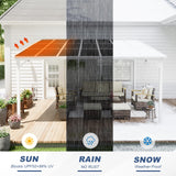 MEISSALIVVE 12' x 14' Gazebo, Wall Mounted Gazebo, Lean to Metal Awnings Gazebos, Gazebo Pergola with Sloped Roof, Outdoor Patio Gazebo Awning for Backyard, Deck, White MEISSALIVVE