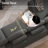 DURASPACE Cloud Sectional Couches, 126.2'' Modular U-Shaped Sofa with Deep Seat, Corduroy Boneless Sleeper Sofa Bed with Memory Foam for Living Room, No Assembly Required (Gray) DURASPACE