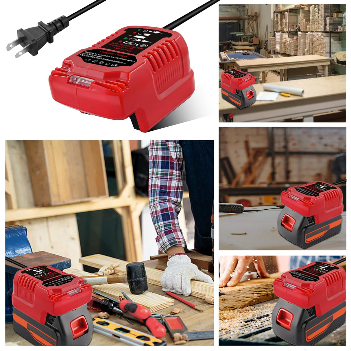 for Black&Decker 20V Lithium Battery Charger Replacement, Car Charger Charge for B&D 20V/for Porter Cable 20V Lithium Battery Mini Charger with Cigarette Lighter Plug Vehicle Charger HXTMOJU