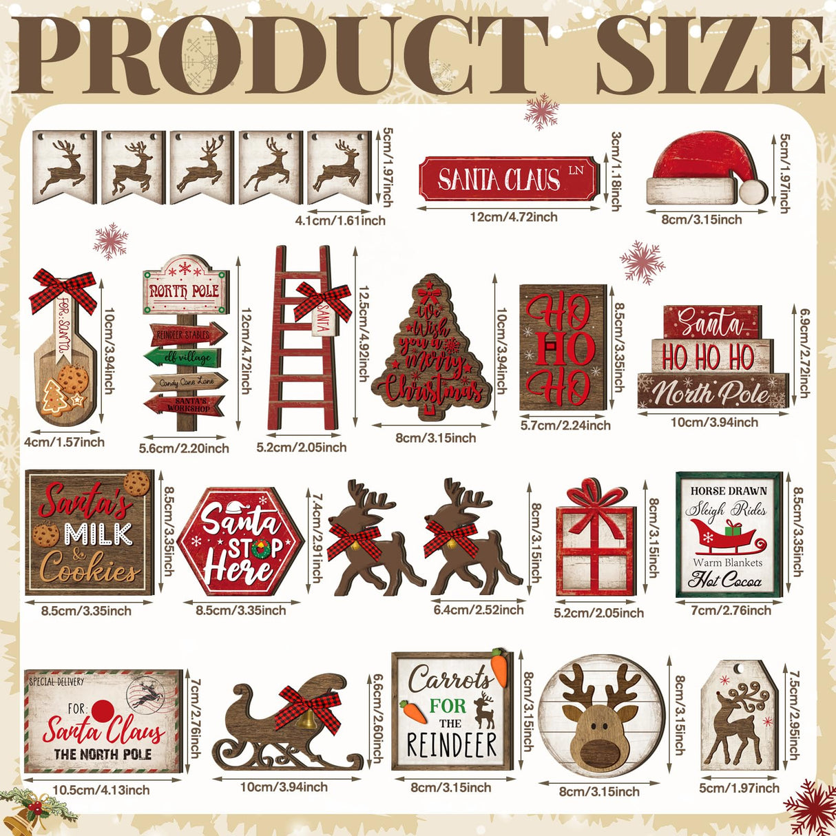 CroBlissful 23 Pcs Christmas Tiered Tray Decor Snowman Farmhouse Decor Christmas Sign Winter Table Centerpieces Winter Wood Blocks Signs for Home Shelf, Without Tray(Red,Elk) CroBlissful