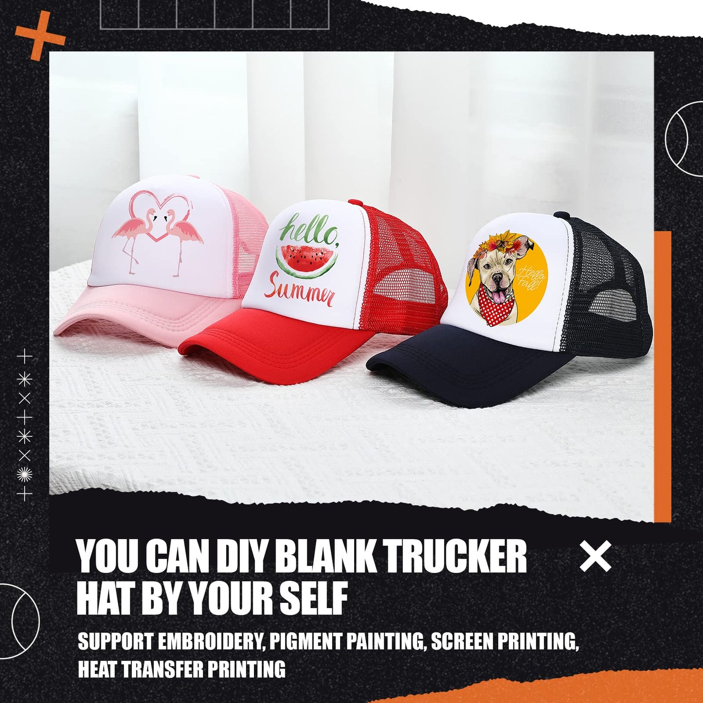 10 Pcs Sublimation Blank Trucker Hats Bulk Mesh Baseball Cap Polyester Mesh Trucker Hat for Men and Women (Multicolor)