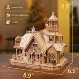 KWASVLYA Vintage Villa 3D Wooden Puzzle,Building Kits for Adults and Teens,Educational Brain Teaser Assembly Model with LED Lights,Skill Building and Creative Fun KWASVLYA