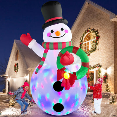 Christmas Inflatables Decorations Outdoor Blow Up Yard Snowman Rotating Led Lights, 8 Ft Tall Funny Large Merry Xmas Blowup Snow Man Outside Figures Vacation Front Lawn Holiday Winter Big Decor