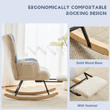 ETCZOYE Modern Nursery Rocking Chair, Teddy Upholstered Glider Rocker with Footrest, Comfortable Rocker Recliner with Side Pocket for Living Room, Bedroom, Office, Large Spliced Dark Blue ETCZOYE