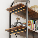 Arbuxzuy Arched Bookshelf 5 Tier Book Shelf, 31.5 Inch Width Industrial Arch Bookcase, Curved Tall Bookshelf with Open Shelves for Home Office, Living Room, Bedroom, Rustic Brown Arbuxzuy