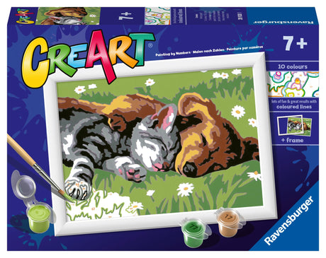 Ravensburger CreArt Sleeping Cat & Dog Paint by Numbers Kit | Easy-to-Use for Kids | Perfect for Home Decor | Ideal Gift for Aspiring Artists - Ages 7 & Up Ravensburger