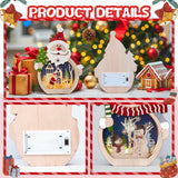 OurWarm 2 Pcs Wooden Christmas Ornaments, LED Luminous Wood Christmas Decor Snowman Santa Claus Christmas Tree Hanging Ornaments, Table Hotel Window Display, Crafts Gifts for Xmas Party Decor OurWarm