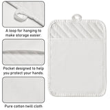GROBRO7 6Pcs Cotton Oven Mitts and Pot Holders Set Heat Resistant Hot Pads Machine Washable BBQ Gloves with Hanging Loop Durable Pocket Pot Holder for Kitchen Baking Grilling Cooking White GROBRO7