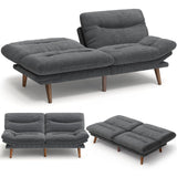 Futon Sofa Bed, 3-in-1 Futon Couch w/Adjustable Backrest & Armrests, Corduroy Convertible Sleeper Sofa Bed, Folding Sleeper Recliner w/Removable Cushion for Apartment, Living Room, Office(66in, Grey) AMADA HOMEFURNISHING