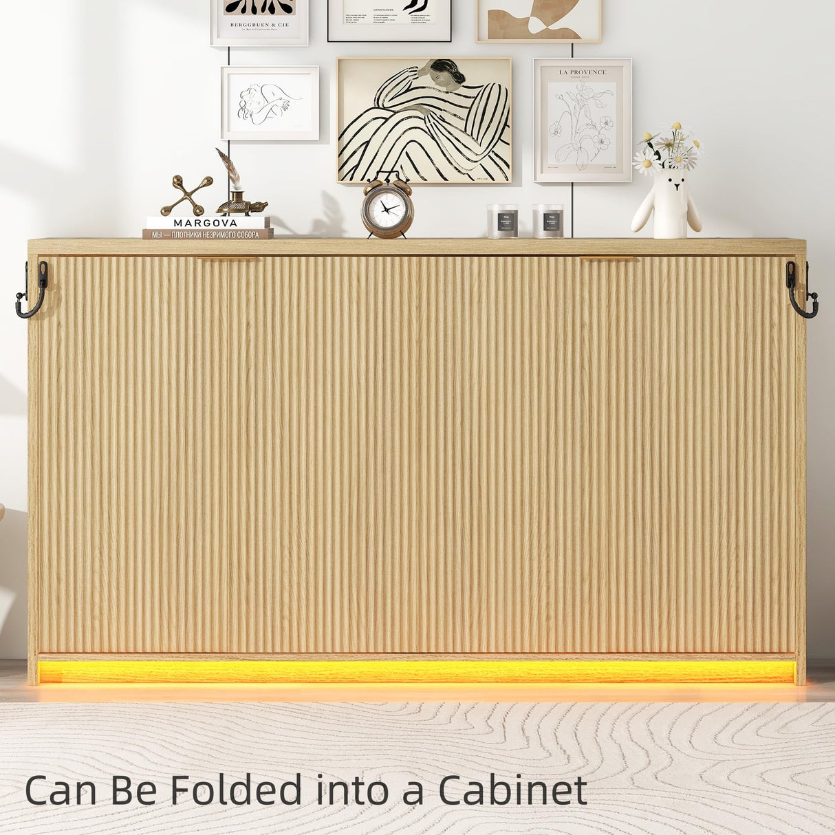 Merax Twin XL Size Murphy Bed, Hideaway Cabinet Bed Can be Folded, Space Saving Furniture for Multipurpose Guest Room Home Office, Natural Merax