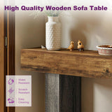 HIGREENA 63 Inch Entryway Table, 2-Tier Farmhouse Wooden Rectangular Console Sofa Table for Living Room, Hallway, Foyer Accent Table Behind Couch with U-Shaped Base - Brown & Grey HIGREENA