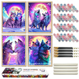 ZXQL 4 Pack Wolf Paint by Numbers Kit for Adults Beginners, 12" Wx16 L Paint by Numbers for Adults Rolled up Canvas for Painting Home Decor Creative Wall Art with Nice Gift Box ZXQL