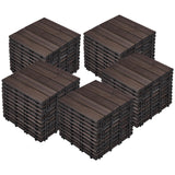 Yaheetech 55pcs Patio Deck Tiles 12 x 12in Interlocking Wood Composite Deck Wooden Flooring Deck Tiles Fir Wood Indoor&Outdoor, Black Yaheetech