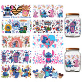 PEVOGON UV DTF Cup Wrap Transfer Stickers for Glass, 10 Sheet Cartoon Rub on Transfers Decal for 16OZ Glass Cups Furniture Craft Wood DIY Crafts PEVOGON