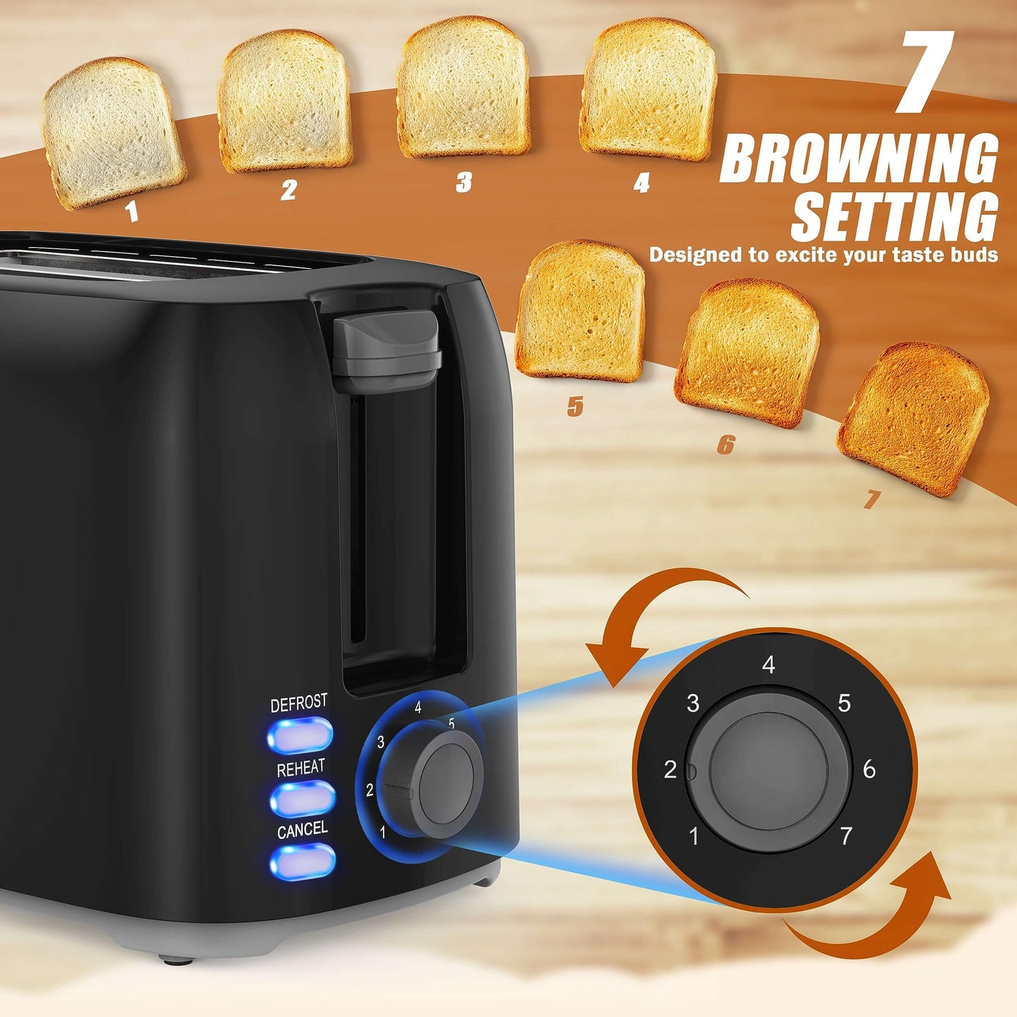 Toaster 2 Slice - Black Toaster Best Rated Prime Wide Slot 2 slice Toaster, 7 Bread Shade Settings, Removable Crumb Tray Compact Toaster Toasters the Best 2 Slice for Bagel Bread Waffle