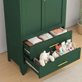 RISTERN 71” Metal Storage Cabinet with 2 Doors, 1 Adjustable Shelf and 2 Draws, Armoire Wardrobe Closet with Hanging Rods for Home Office, Bedroom, Living Room (Green) RISTERN