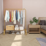 JIUYOTREE Metal 43.3 Inches Garment Rack with Bottom Shelf Clothing Rack for Hanging Clothes Coats Skirts Shirts Sweaters Gold JIUYOTREE