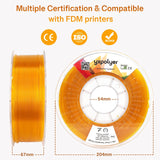 3D Printer Filament ABS Filament ABS+ ABS Pro ABS Plus 3D Printing Filament 1.75mm 1kg 2.2lbs, Transparent Orange yxpolyer