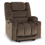 MCombo Large Power Recliner Chair with Heat and Vibration, USB Ports, Cup Holders, Electric Reclining for Living Room PR670 (Dark Brown Large 25.5" Seat Width) MCombo