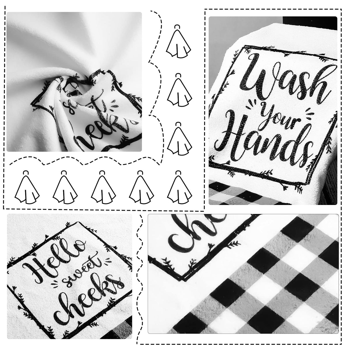 2 Pieces Buffalo Plaid Hand Farmhouse Towels Black White Bath Buffalo Plaid Towels Bathroom Decor for Bathroom Kitchen Farmhouse Restroom(Classic Style) Tatuo