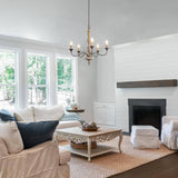 GEPOW Farmhouse Chandelier, 5-Light French Country Chandelier, Rustic Distressed Wood Chandeliers Light Fixture for Dining Room, Living Room, Bedroom, Foyer GEPOW