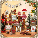 CroBlissful 23 Pcs Christmas Tiered Tray Decor Snowman Farmhouse Decor Christmas Sign Winter Table Centerpieces Winter Wood Blocks Signs for Home Shelf, Without Tray(Red,Elk) CroBlissful