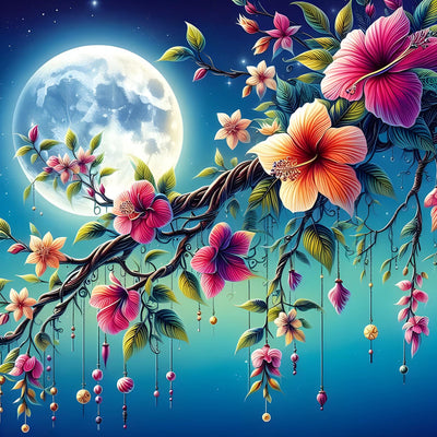 HEIBAGO Moon Diamond Art Kits for Adults, Night Diamond Painting Kits for Adult Beginners, Full Round Drill Diamond Painting, Art Gem Painting Kits for Home Wall Decor 12x12inch