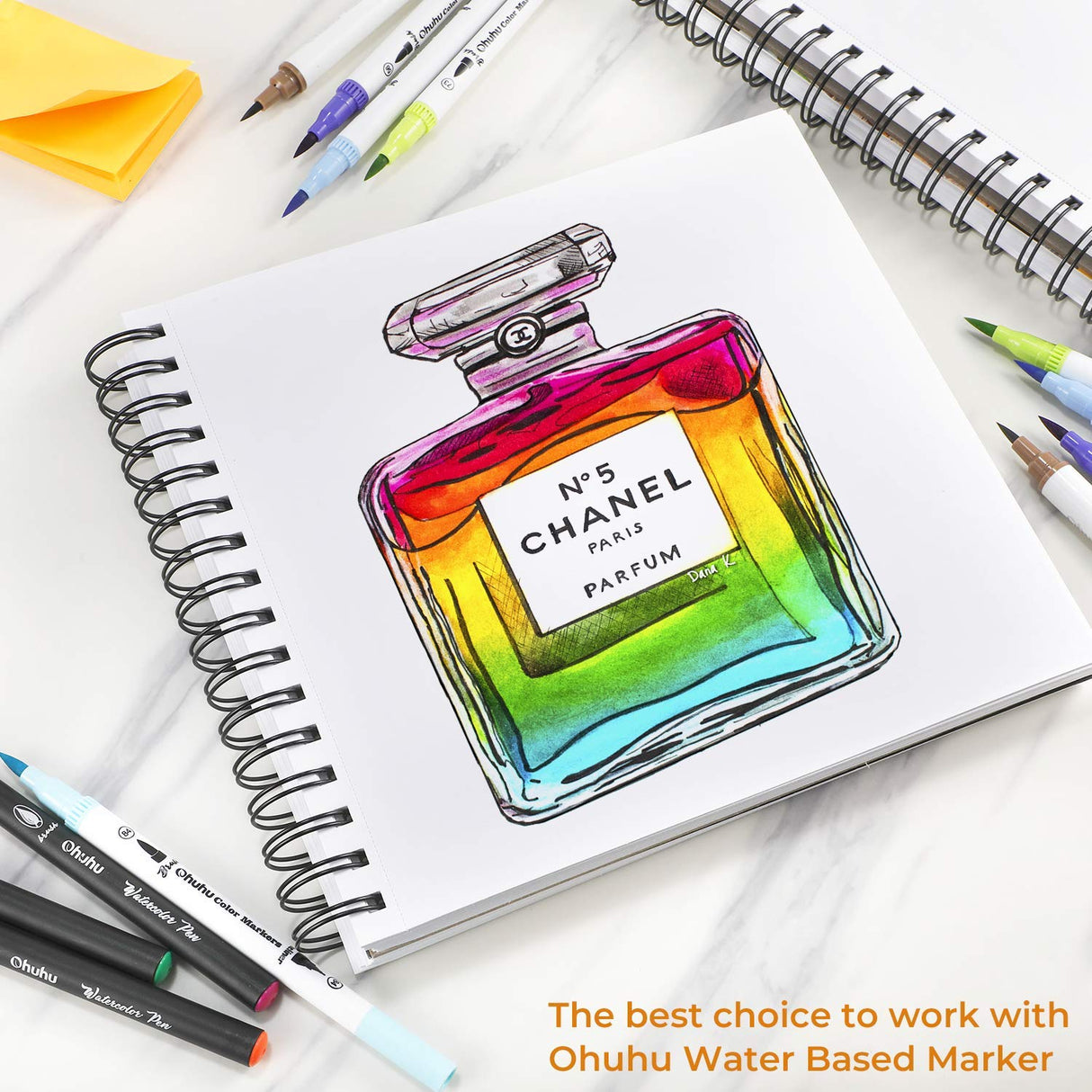 Ohuhu Mix Media Pad, 8.3"x8.3" Mixed Media Art Sketchbook, 120 lb/200 GSM Heavyweight Papers, 62 Sheets/124 Pages, Spiral Bound Mixed Media Paper Pad for Acrylic, Painting Christmas Gift Ohuhu