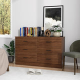 Bigbiglife Wood Dresser for Bedroom, 6 Drawer Double Dresser, Modern Chest of Drawers with Deep Drawers, Large Storage Organizer for Living Room, Closet,15.8" D x 47.2" W x 27.7" H (Walnut Brown) Bigbiglife