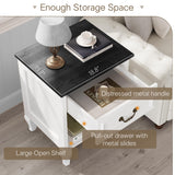 Fynar Night Stand Set of 2, White Wood Nightstand with Drawer and Open Cubby, Farmhouse Bedside Table with Large Storage, End Table for Bedroom Sofa Office(2, White) Fynar