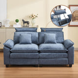 72'' Cloud Modern Loveseat Couch with Detachable Headrest, Modular Sectional Sofa Couch Deep Love Seat, Oversized 2 Seater Chenille Comfy Sofa with Armrests for Living Room, Blue Abbrevi