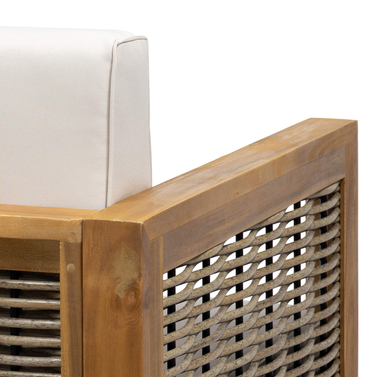 Christopher Knight Home Judith Outdoor Acacia Wood Club Chair with Wicker Accents (Set of 2), Teak Finish + Mixed Brown + Beige Christopher Knight Home