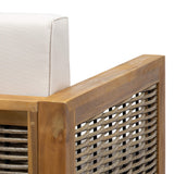 Christopher Knight Home Judith Outdoor Acacia Wood Club Chair with Wicker Accents (Set of 2), Teak Finish + Mixed Brown + Beige Christopher Knight Home