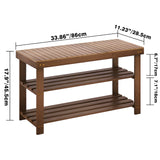 SMIBUY Bamboo Shoe Rack Bench, 3-Tier Shoe Organizer Storage Shelf for Entryway Hallway Bathroom Living Room (Walnut) SMIBUY