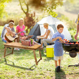 Floor Table Tray with Folding Legs Adjustable Low Coffee Table for Sitting on Floor Bamboo,Fully Assembled,33.5x17.7in koyasiry