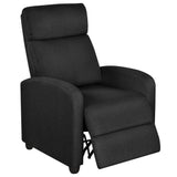 Topeakmart Fabric Recliner Sofa Push Back Recliner Chair Adjustable Modern Single Reclining Chair Upholstered Sofa with Pocket Spring Living Room Bedroom Home Theater Matte Black Topeakmart