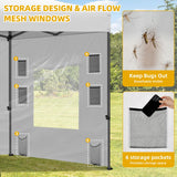 DWVO 10x10 Pop Up Heavy Duty Canopy Tent with 4 Removable Sidewall, 4 Ropes, 8 Stakes, 2 Blank Banners, 4 Sandbags & 1 Carry Bag with Wheel, Garden Gazebo Tent, Party, Exhibition, Commerce, White DWVO