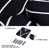 uxcell Stretch Sofa Cover Printed Couch Slipcover for Sofas Loveseat Armchair Living Room Universal Furniture with One Pillowcase (Black White Branches, Large) uxcell