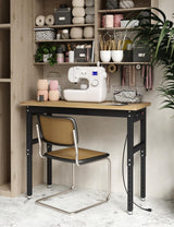 GarveeTech Adjustable Height Workbench, 48" Rubber Wood Top Heavy Duty Work Bench with Power Outlets, 2200 LBS Load Capacity Hardwood Work Bench Table for Workshop, Garage, Office, Home GarveeTech