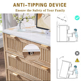 GIAJORYA Fluted Tall Dresser for Bedroom, 5 Drawer Dressers with Faux Marble Top, Wooden Chest of Drawers, Modern Storage Cabinet Organizer, Natural Oak GIAJORYA