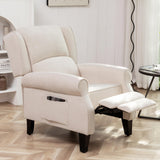 YUUIJOAA Pushback Recliner Chair, Fabric Armchair Push Back Recliner with Adjustable Footrest and Side Pocket, Comfy Wingback Accent Chair Reclining Sofa for Living Room, Bedroom, Beige YUUIJOAA
