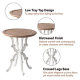 LONYKE Rustic Accent End Table, Farmhouse Side Table with Natural Top for Family, Dining or Living Room, Handcrafted Finish, White LONYKE