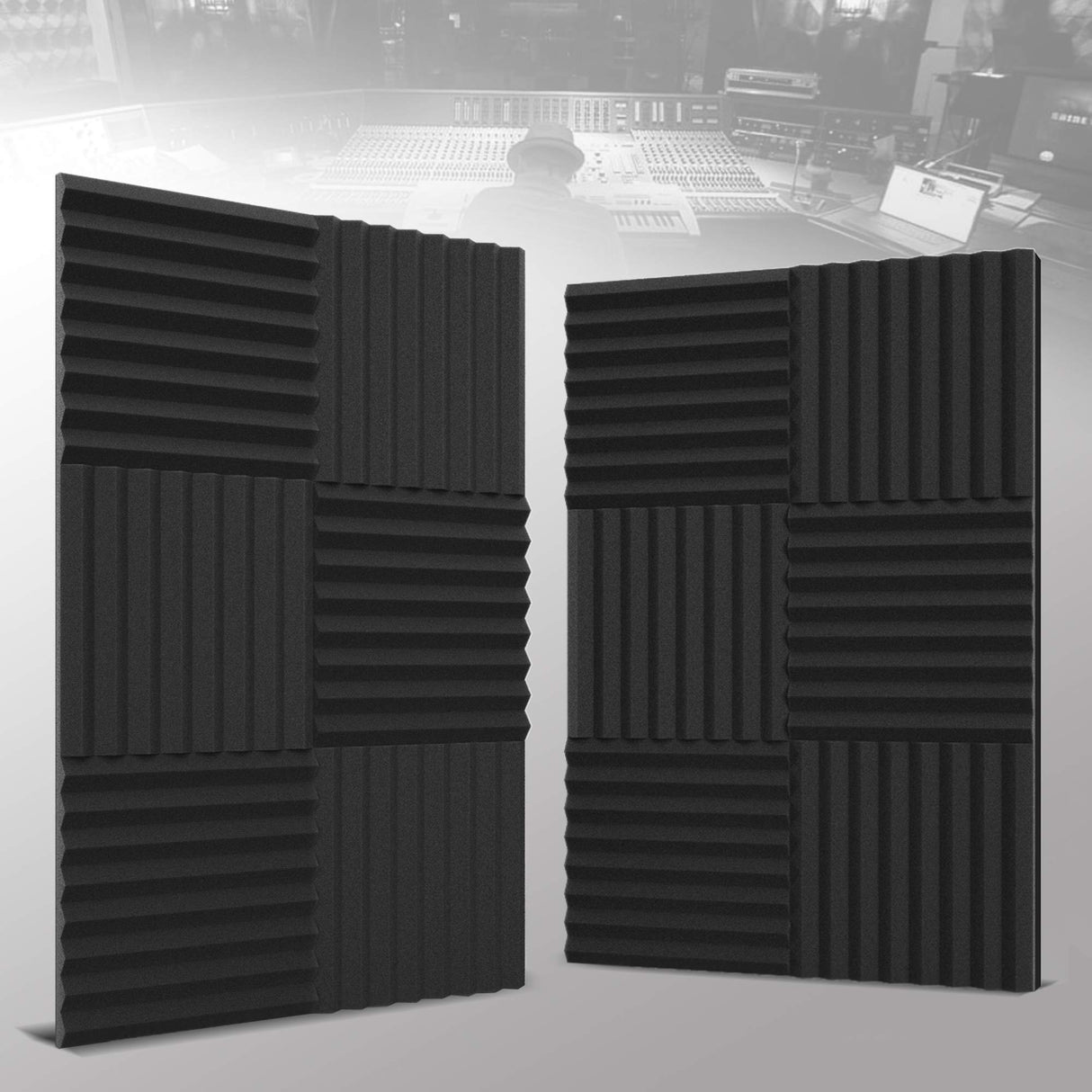 52 Pack Acoustic Panels 1 X 12 X 12 Inches - Acoustic Foam - High Density- Soundproof Studio Wedges - Charcoal audiosoul