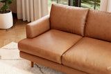Valencia Grosseto 87” Cognac Tan Brown 3 Seater Full Leather Sofa | Mid Century Italian Nappa Leather Couch for Living Room Furniture | Double Stitched Seams, Removable Cushions VALENCIA THEATER SEATING