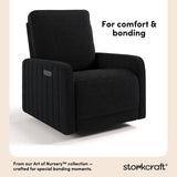 Storkcraft Kyoto Deluxe Extra-Wide Power Recliner Swivel Glider (Black Boucle) – Premium Electronic Power Recliner for Nursery, Includes Dual-USB Charging Port, Extra Wide Glider Rocking Chair Storkcraft